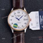 Swiss Quality Longines Master Citizen 8215 Watch Arabic Dial Brown Leather Strap